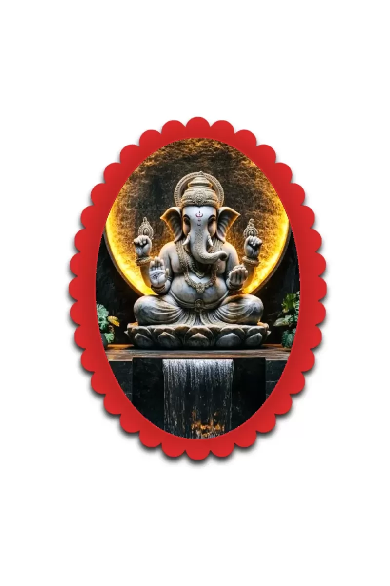 Ganesha Wall Decorative Showpiece 6 X 8 Inch | 4 MM MDF Wooden Glossy Sublimation Print | Back Hook Wall Hanging | Home Temple & Living Room Decor (F57418)