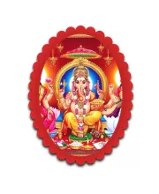 Lakshmi, Ganesha, Saraswati Wall Decorative Showpiece 6 X 8 Inch | 4 MM MDF Wooden Glossy Sublimation Print | Back Hook Wall Hanging | Home Temple & Living Room Decor (F57420)