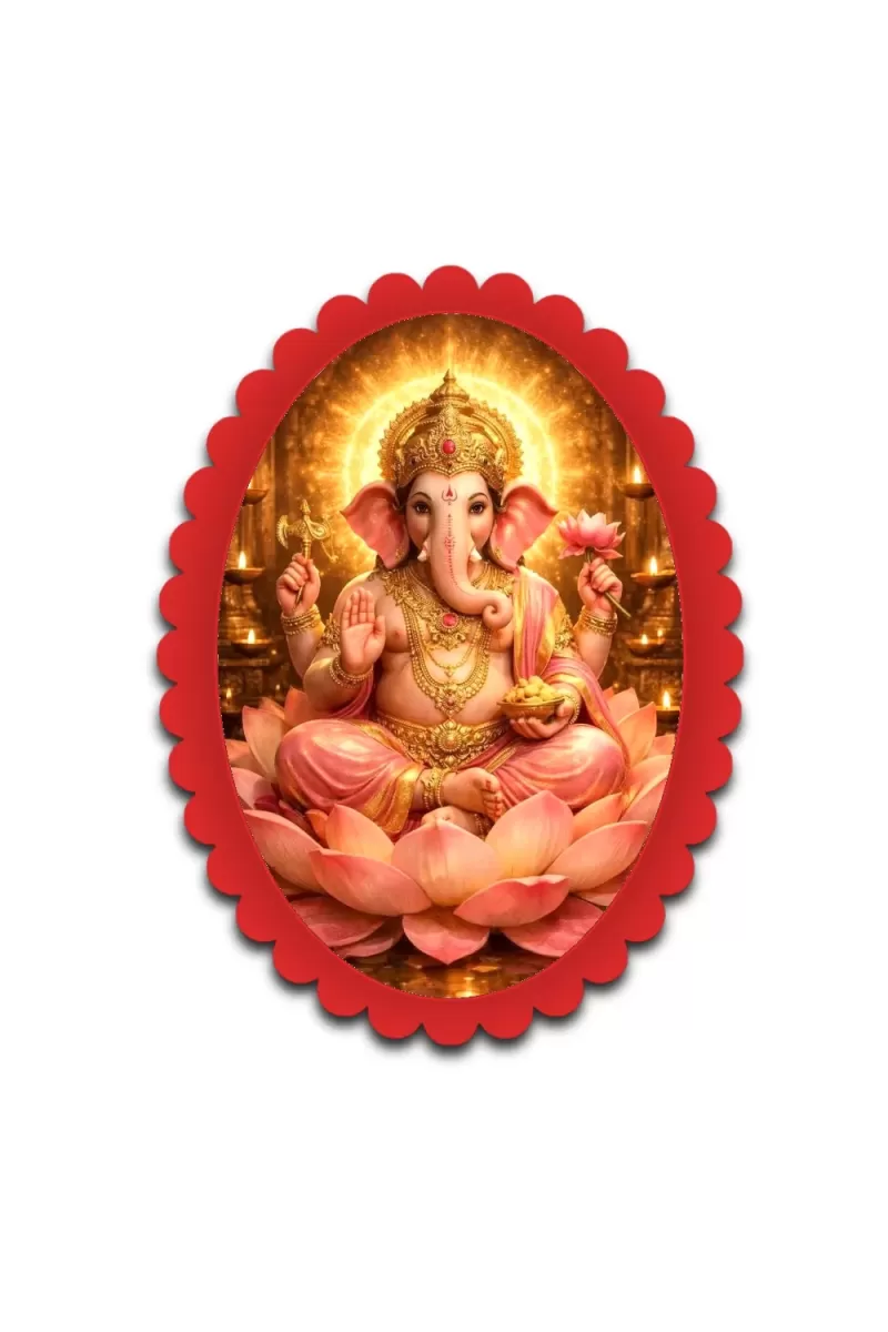 Ganesha Wall Decorative Showpiece 6 X 8 Inch | 4 MM MDF Wooden Glossy Sublimation Print | Back Hook Wall Hanging | Home Temple & Living Room Decor (F57422)