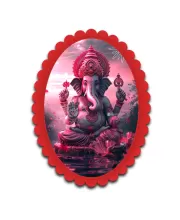 Ganesha Wall Decorative Showpiece 6 X 8 Inch | 4 MM MDF Wooden Glossy Sublimation Print | Back Hook Wall Hanging | Home Temple & Living Room Decor (F57428)