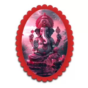 Ganesha Wall Decorative Showpiece 6 X 8 Inch | 4 MM MDF Wooden Glossy Sublimation Print | Back Hook Wall Hanging | Home Temple & Living Room Decor (F57428)
