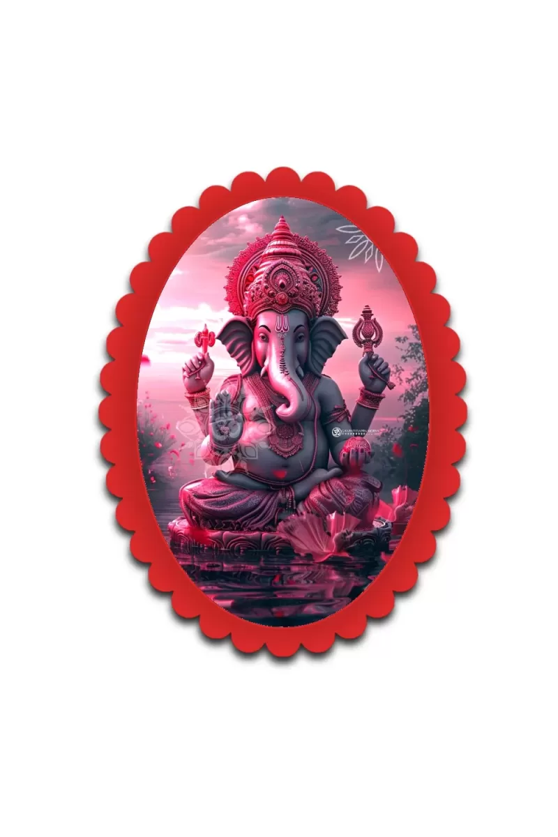 Ganesha Wall Decorative Showpiece 6 X 8 Inch | 4 MM MDF Wooden Glossy Sublimation Print | Back Hook Wall Hanging | Home Temple & Living Room Decor (F57428)