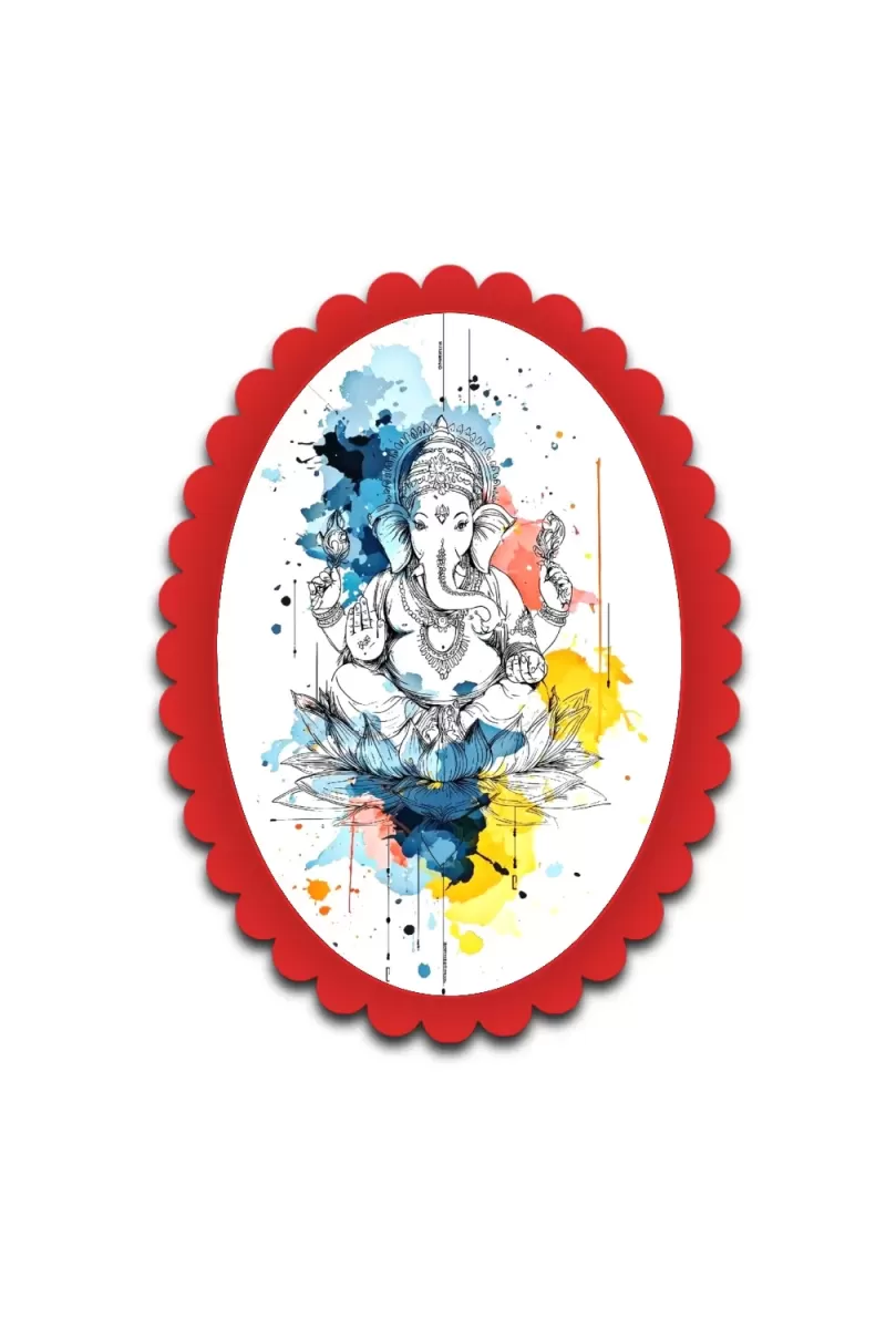 Ganesha Wall Decorative Showpiece 6 X 8 Inch | 4 MM MDF Wooden Glossy Sublimation Print | Back Hook Wall Hanging | Home Temple & Living Room Decor (F57433)