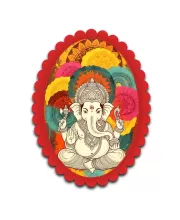 Ganesha Wall Decorative Showpiece 6 X 8 Inch | 4 MM MDF Wooden Glossy Sublimation Print | Back Hook Wall Hanging | Home Temple & Living Room Decor (F57437)