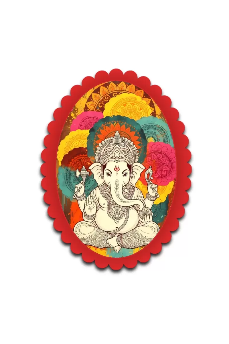 Ganesha Wall Decorative Showpiece 6 X 8 Inch | 4 MM MDF Wooden Glossy Sublimation Print | Back Hook Wall Hanging | Home Temple & Living Room Decor (F57437)