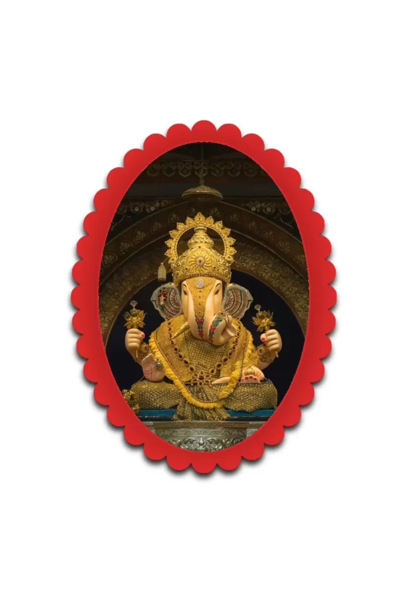 Ganesha Wall Decorative Showpiece 6 X 8 Inch | 4 MM MDF Wooden Glossy Sublimation Print | Back Hook Wall Hanging | Home Temple & Living Room Decor (F57446)