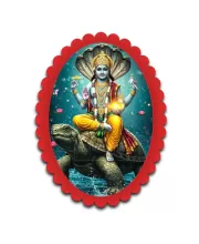 Vishnu Wall Decorative Showpiece 6 X 8 Inch | 4 MM MDF Wooden Glossy Sublimation Print | Back Hook Wall Hanging | Home Temple & Living Room Decor (F57447)