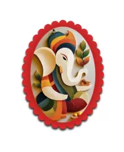 Ganesha Wall Decorative Showpiece 6 X 8 Inch | 4 MM MDF Wooden Glossy Sublimation Print | Back Hook Wall Hanging | Home Temple & Living Room Decor (F57453)