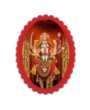 Durga Wall Decorative Showpiece 6 X 8 Inch | 4 MM MDF Wooden Glossy Sublimation Print | Back Hook Wall Hanging | Home Temple & Living Room Decor (F57456)