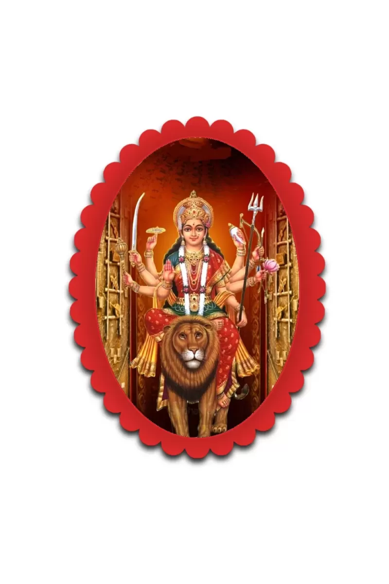 Durga Wall Decorative Showpiece 6 X 8 Inch | 4 MM MDF Wooden Glossy Sublimation Print | Back Hook Wall Hanging | Home Temple & Living Room Decor (F57456)