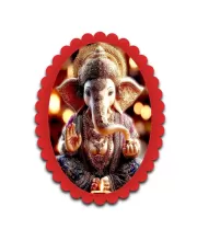 Ganesha Wall Decorative Showpiece 6 X 8 Inch | 4 MM MDF Wooden Glossy Sublimation Print | Back Hook Wall Hanging | Home Temple & Living Room Decor (F57463)