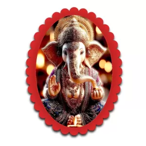 Ganesha Wall Decorative Showpiece 6 X 8 Inch | 4 MM MDF Wooden Glossy Sublimation Print | Back Hook Wall Hanging | Home Temple & Living Room Decor (F57463)