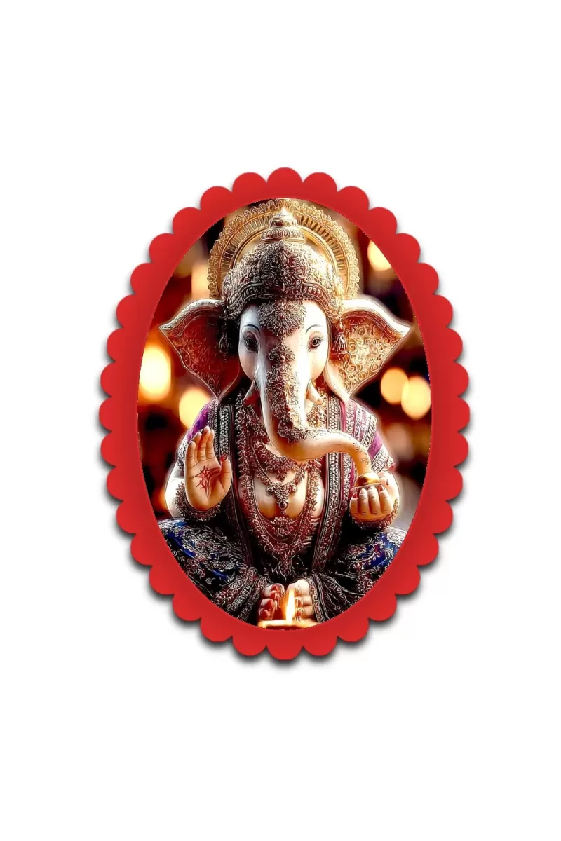 Ganesha Wall Decorative Showpiece 6 X 8 Inch | 4 MM MDF Wooden Glossy Sublimation Print | Back Hook Wall Hanging | Home Temple & Living Room Decor (F57463)