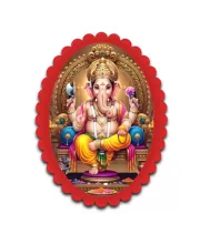 Ganesha Wall Decorative Showpiece 6 X 8 Inch | 4 MM MDF Wooden Glossy Sublimation Print | Back Hook Wall Hanging | Home Temple & Living Room Decor (F57469)