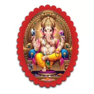 Ganesha Wall Decorative Showpiece 6 X 8 Inch | 4 MM MDF Wooden Glossy Sublimation Print | Back Hook Wall Hanging | Home Temple & Living Room Decor (F57469)