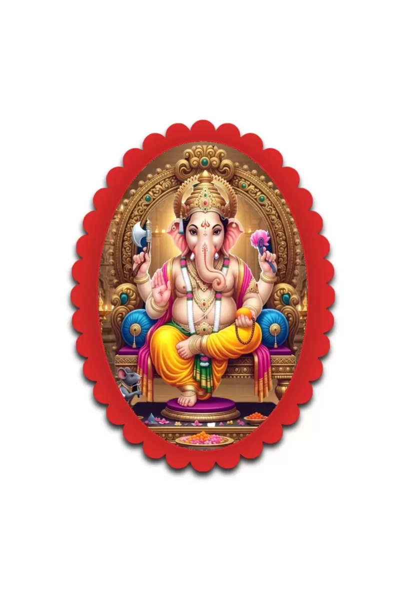 Ganesha Wall Decorative Showpiece 6 X 8 Inch | 4 MM MDF Wooden Glossy Sublimation Print | Back Hook Wall Hanging | Home Temple & Living Room Decor (F57469)