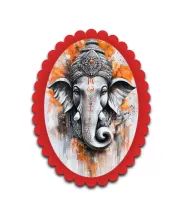 Ganesha Wall Decorative Showpiece 6 X 8 Inch | 4 MM MDF Wooden Glossy Sublimation Print | Back Hook Wall Hanging | Home Temple & Living Room Decor (F57481)