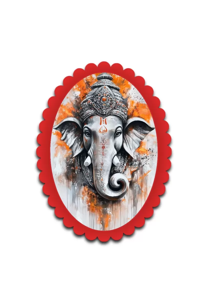 Ganesha Wall Decorative Showpiece 6 X 8 Inch | 4 MM MDF Wooden Glossy Sublimation Print | Back Hook Wall Hanging | Home Temple & Living Room Decor (F57481)