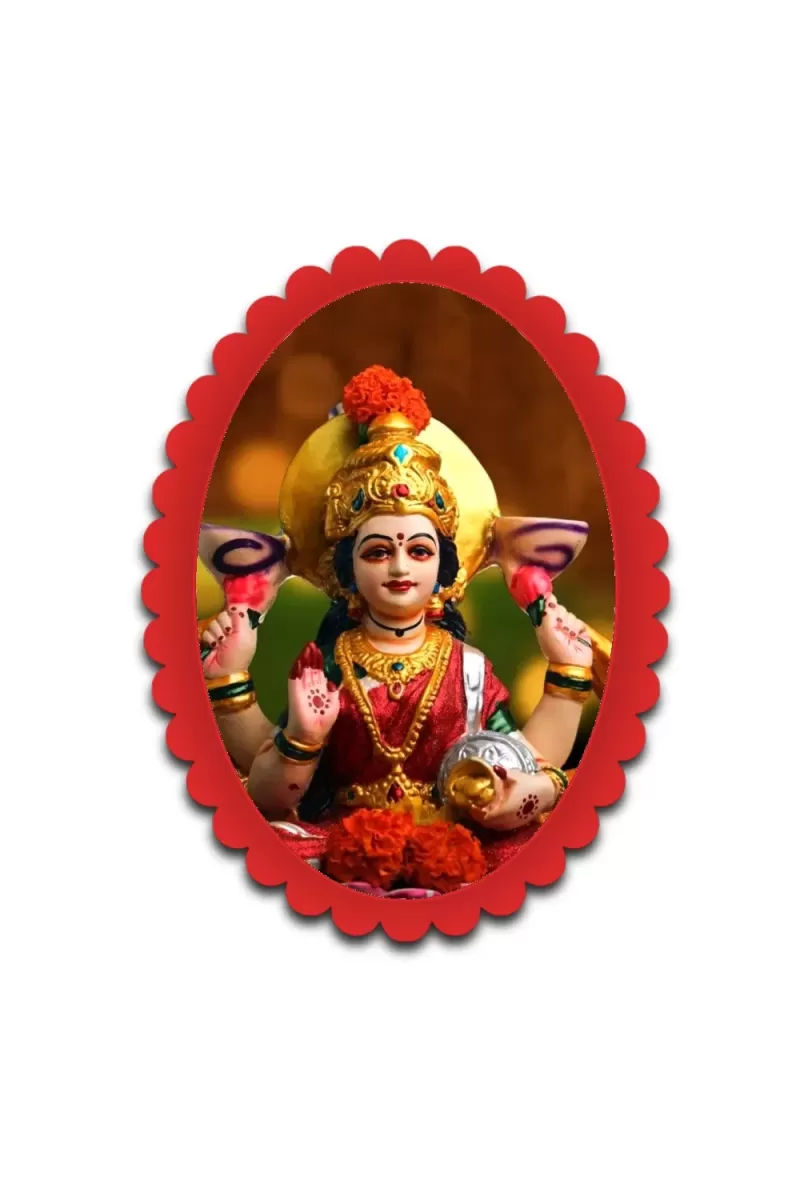 Lakshmi Wall Decorative Showpiece 6 X 8 Inch | 4 MM MDF Wooden Glossy Sublimation Print | Back Hook Wall Hanging | Home Temple & Living Room Decor (F57482)