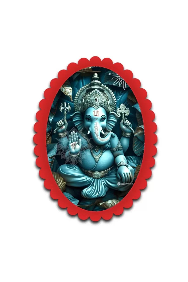 Ganesha Wall Decorative Showpiece 6 X 8 Inch | 4 MM MDF Wooden Glossy Sublimation Print | Back Hook Wall Hanging | Home Temple & Living Room Decor (F57487)