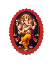 Ganesha Wall Decorative Showpiece 6 X 8 Inch | 4 MM MDF Wooden Glossy Sublimation Print | Back Hook Wall Hanging | Home Temple & Living Room Decor (F57490)