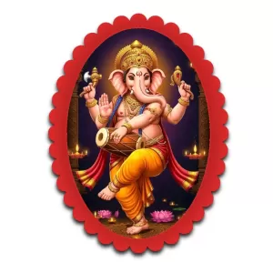Ganesha Wall Decorative Showpiece 6 X 8 Inch | 4 MM MDF Wooden Glossy Sublimation Print | Back Hook Wall Hanging | Home Temple & Living Room Decor (F57490)