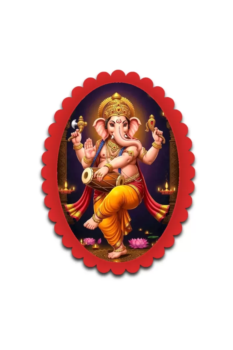 Ganesha Wall Decorative Showpiece 6 X 8 Inch | 4 MM MDF Wooden Glossy Sublimation Print | Back Hook Wall Hanging | Home Temple & Living Room Decor (F57490)