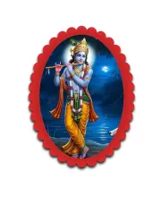Krishna Wall Decorative Showpiece 6 X 8 Inch | 4 MM MDF Wooden Glossy Sublimation Print | Back Hook Wall Hanging | Home Temple & Living Room Decor (F57507)