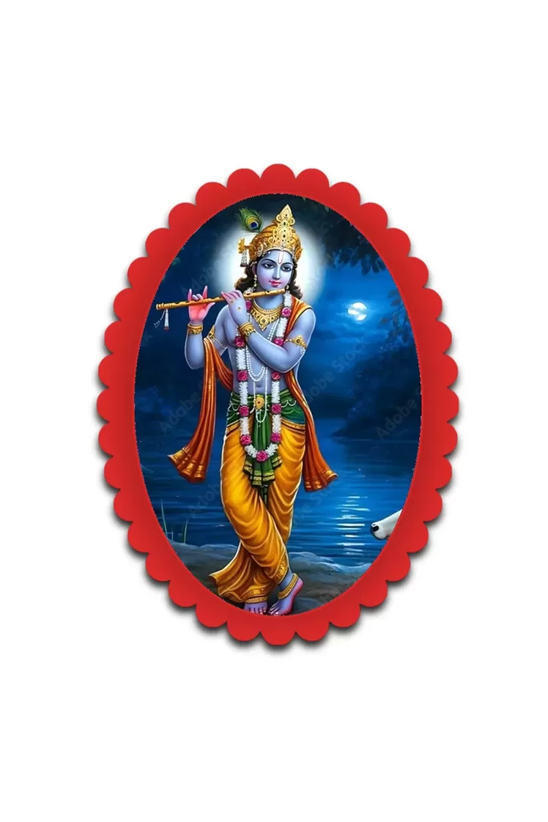 Krishna Wall Decorative Showpiece 6 X 8 Inch | 4 MM MDF Wooden Glossy Sublimation Print | Back Hook Wall Hanging | Home Temple & Living Room Decor (F57507)