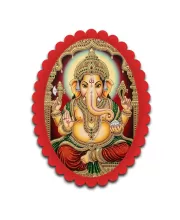 Ganesha Wall Decorative Showpiece 6 X 8 Inch | 4 MM MDF Wooden Glossy Sublimation Print | Back Hook Wall Hanging | Home Temple & Living Room Decor (F57510)