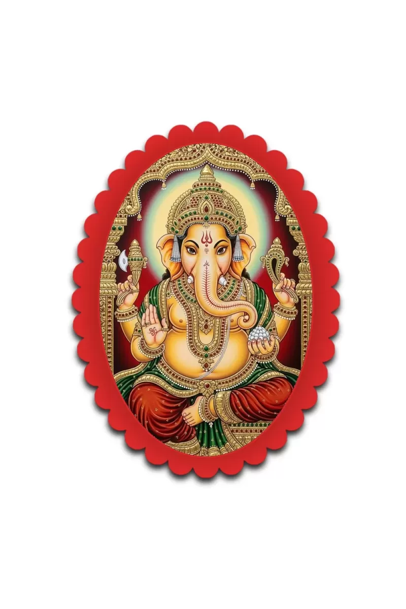 Ganesha Wall Decorative Showpiece 6 X 8 Inch | 4 MM MDF Wooden Glossy Sublimation Print | Back Hook Wall Hanging | Home Temple & Living Room Decor (F57510)
