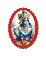 Krishna Wall Decorative Showpiece 6 X 8 Inch | 4 MM MDF Wooden Glossy Sublimation Print | Back Hook Wall Hanging | Home Temple & Living Room Decor (F57511)