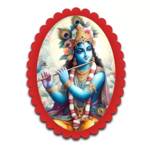 Krishna Wall Decorative Showpiece 6 X 8 Inch | 4 MM MDF Wooden Glossy Sublimation Print | Back Hook Wall Hanging | Home Temple & Living Room Decor (F57511)