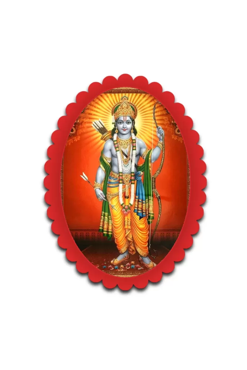 Ram Wall Decorative Showpiece 6 X 8 Inch | 4 MM MDF Wooden Glossy Sublimation Print | Back Hook Wall Hanging | Home Temple & Living Room Decor (F57513)