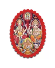 Lakshmi And Ganesha Wall Decorative Showpiece 6 X 8 Inch | 4 MM MDF Wooden Glossy Sublimation Print | Back Hook Wall Hanging | Home Temple & Living Room Decor (F57521)