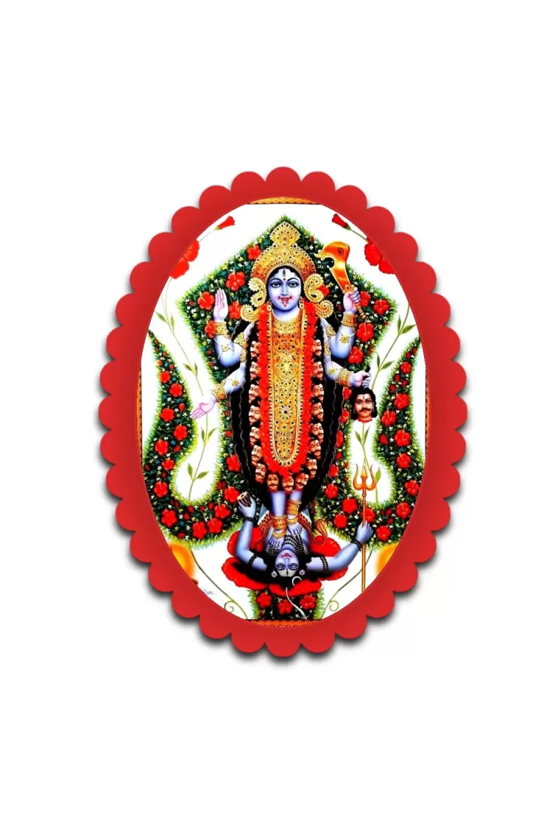 Kali Wall Decorative Showpiece 6 X 8 Inch | 4 MM MDF Wooden Glossy Sublimation Print | Back Hook Wall Hanging | Home Temple & Living Room Decor (F57522)