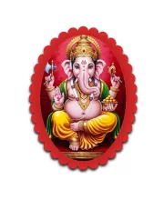Ganesha Wall Decorative Showpiece 6 X 8 Inch | 4 MM MDF Wooden Glossy Sublimation Print | Back Hook Wall Hanging | Home Temple & Living Room Decor (F57534)