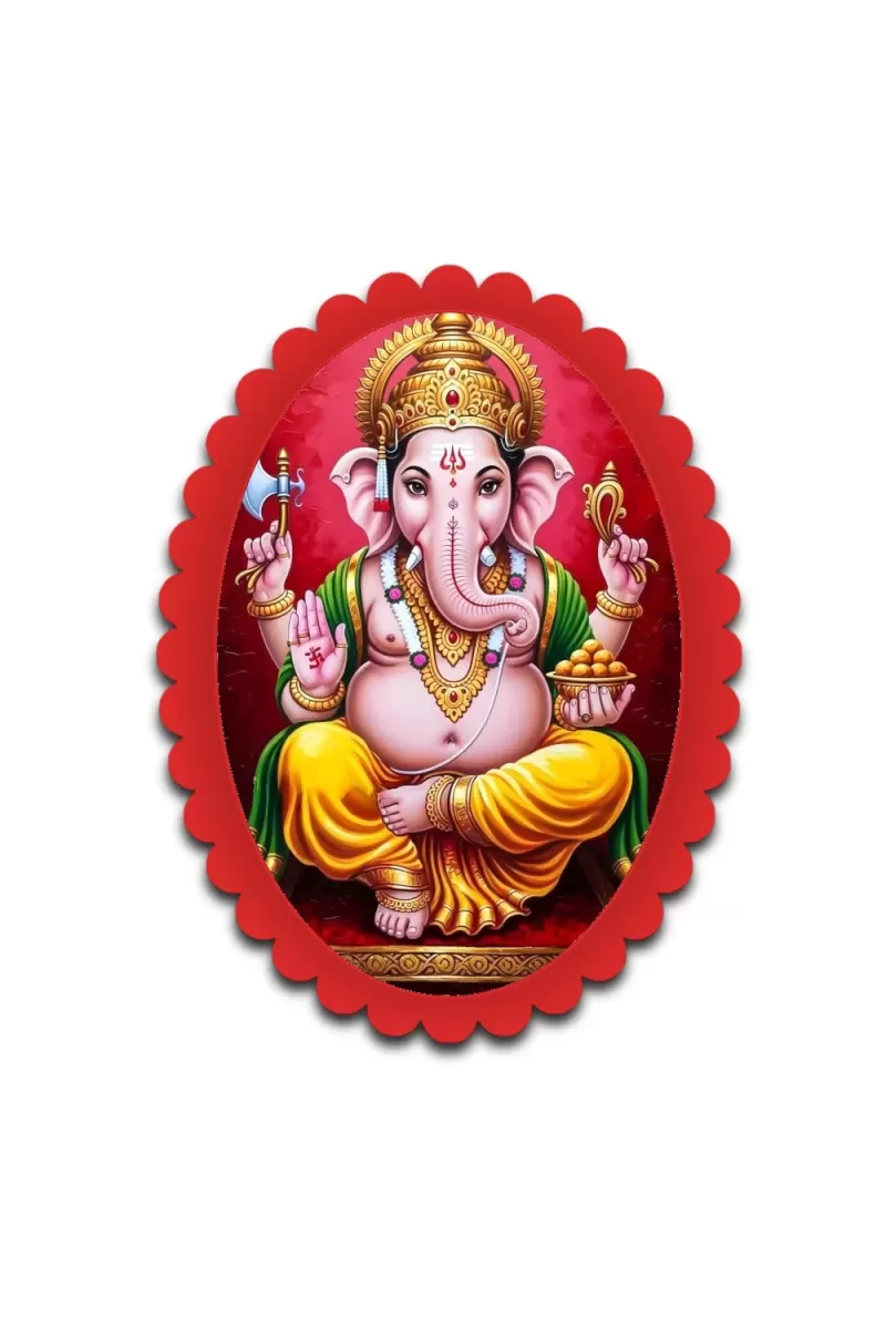 Ganesha Wall Decorative Showpiece 6 X 8 Inch | 4 MM MDF Wooden Glossy Sublimation Print | Back Hook Wall Hanging | Home Temple & Living Room Decor (F57534)