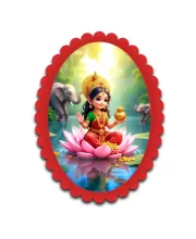 Lakshmi Wall Decorative Showpiece 6 X 8 Inch | 4 MM MDF Wooden Glossy Sublimation Print | Back Hook Wall Hanging | Home Temple & Living Room Decor (F57541)