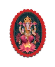 Ganesha Wall Decorative Showpiece 6 X 8 Inch | 4 MM MDF Wooden Glossy Sublimation Print | Back Hook Wall Hanging | Home Temple & Living Room Decor (F57546)