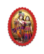 Krishna And Radha Wall Decorative Showpiece 6 X 8 Inch | 4 MM MDF Wooden Glossy Sublimation Print | Back Hook Wall Hanging | Home Temple & Living Room Decor (F57548)