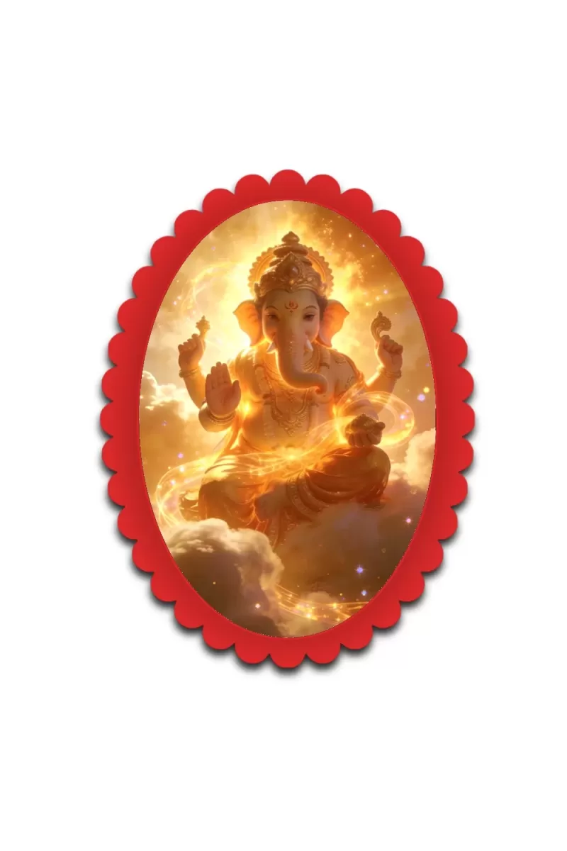 Ganesha Wall Decorative Showpiece 6 X 8 Inch | 4 MM MDF Wooden Glossy Sublimation Print | Back Hook Wall Hanging | Home Temple & Living Room Decor (F57549)