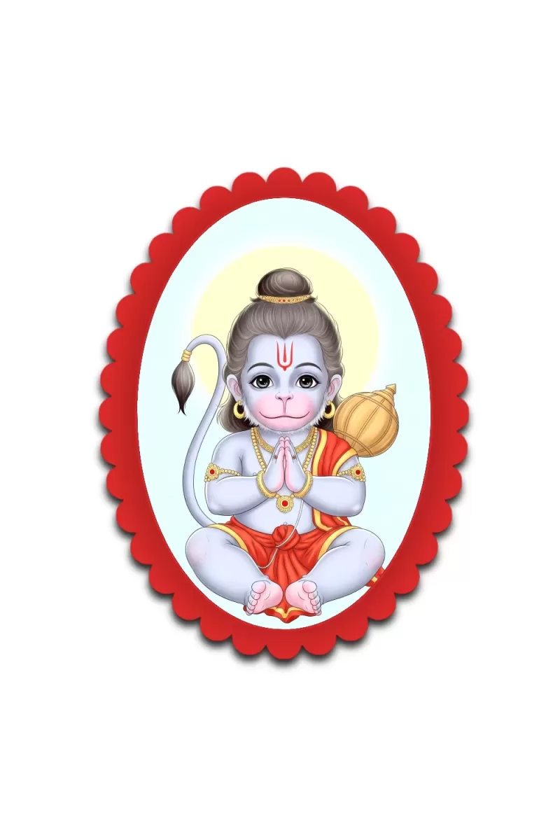 Hanuman Wall Decorative Showpiece 6 X 8 Inch | 4 MM MDF Wooden Glossy Sublimation Print | Back Hook Wall Hanging | Home Temple & Living Room Decor (F57554)