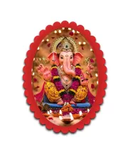Ganesha Wall Decorative Showpiece 6 X 8 Inch | 4 MM MDF Wooden Glossy Sublimation Print | Back Hook Wall Hanging | Home Temple & Living Room Decor (F57556)
