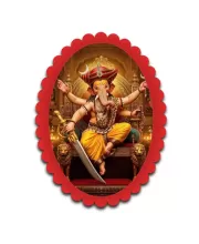Ganesha Wall Decorative Showpiece 6 X 8 Inch | 4 MM MDF Wooden Glossy Sublimation Print | Back Hook Wall Hanging | Home Temple & Living Room Decor (F57561)