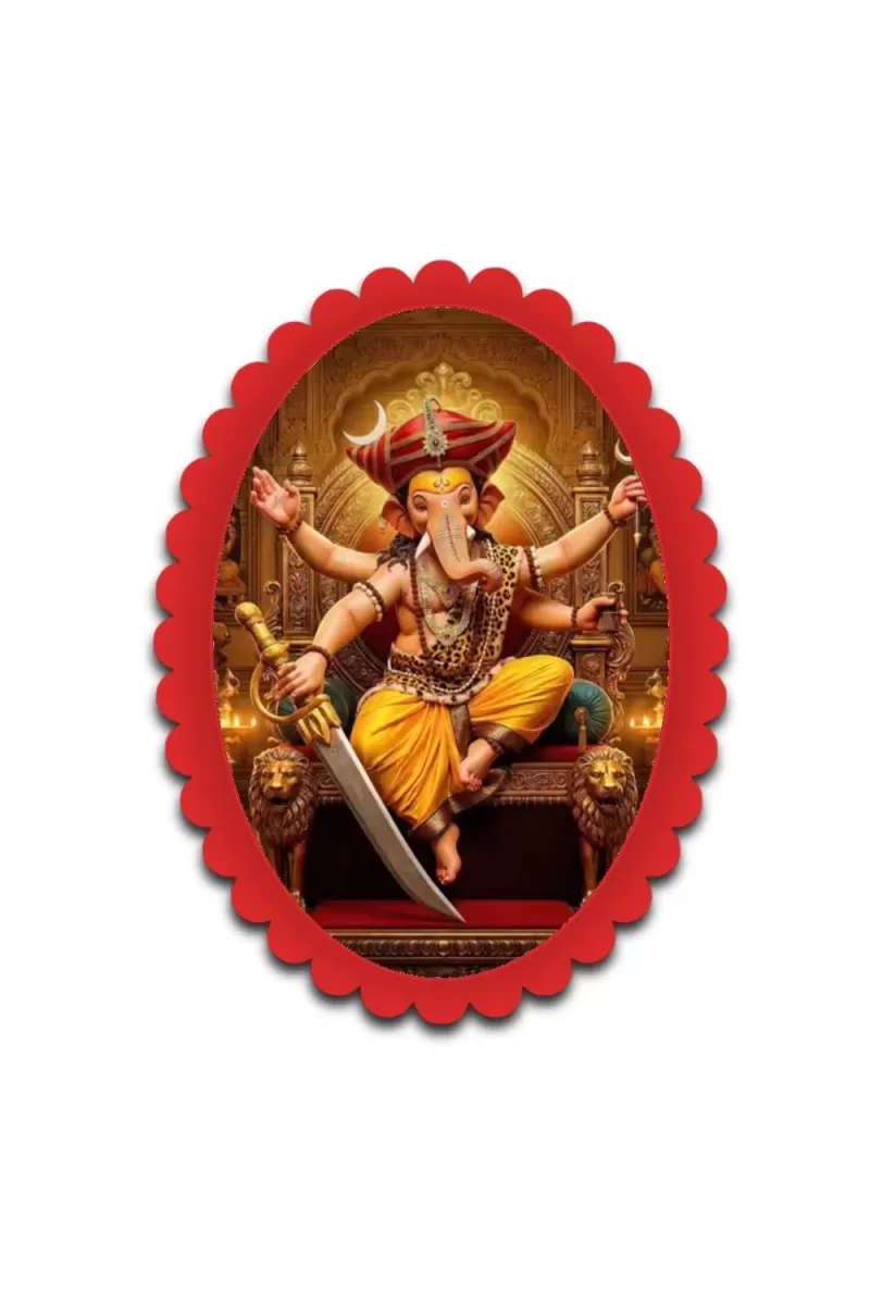 Ganesha Wall Decorative Showpiece 6 X 8 Inch | 4 MM MDF Wooden Glossy Sublimation Print | Back Hook Wall Hanging | Home Temple & Living Room Decor (F57561)