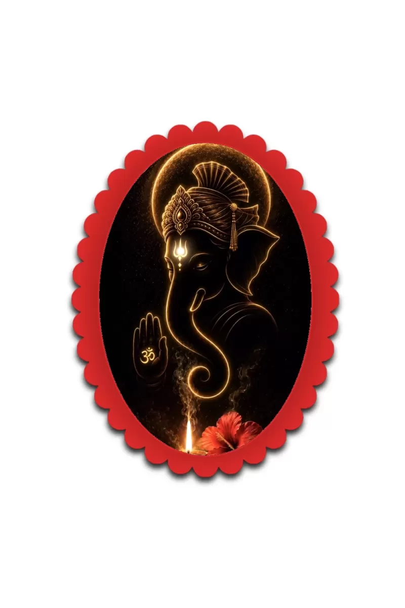 Ganesha Wall Decorative Showpiece 6 X 8 Inch | 4 MM MDF Wooden Glossy Sublimation Print | Back Hook Wall Hanging | Home Temple & Living Room Decor (F57586)