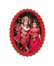 Krishna And Radha Wall Decorative Showpiece 6 X 8 Inch | 4 MM MDF Wooden Glossy Sublimation Print | Back Hook Wall Hanging | Home Temple & Living Room Decor (F57589)
