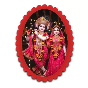 Krishna And Radha Wall Decorative Showpiece 6 X 8 Inch | 4 MM MDF Wooden Glossy Sublimation Print | Back Hook Wall Hanging | Home Temple & Living Room Decor (F57589)