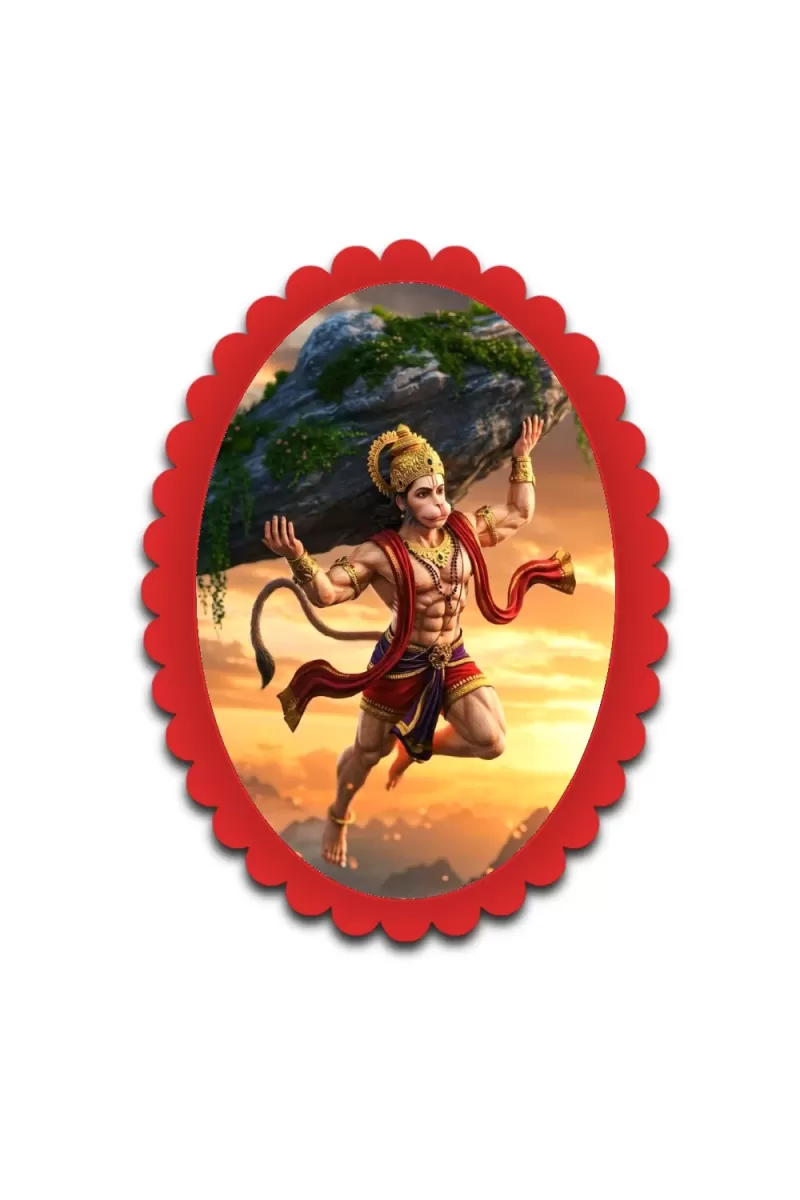 Hanuman Wall Decorative Showpiece 6 X 8 Inch | 4 MM MDF Wooden Glossy Sublimation Print | Back Hook Wall Hanging | Home Temple & Living Room Decor (F57590)